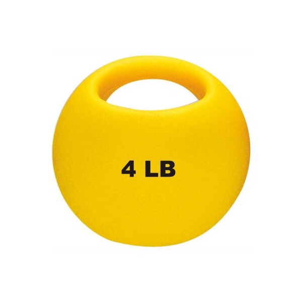 CanDo One-Handle Medicine Ball, 4 lb., 9" Diameter, Yellow